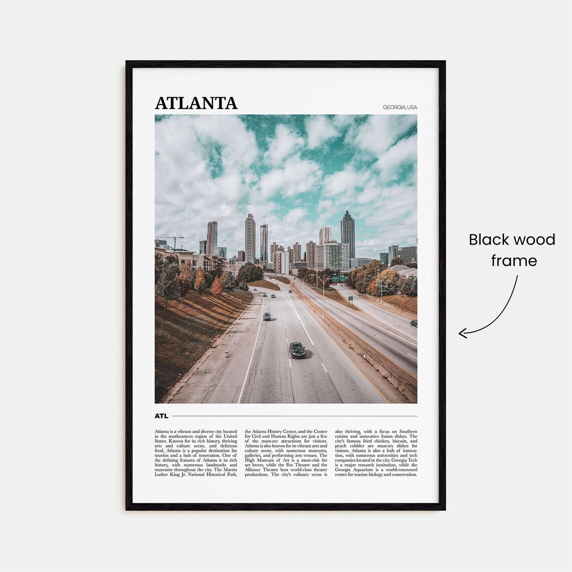 Atlanta Georgia Travel Poster Downtown Skyline Highway City View - Image 2