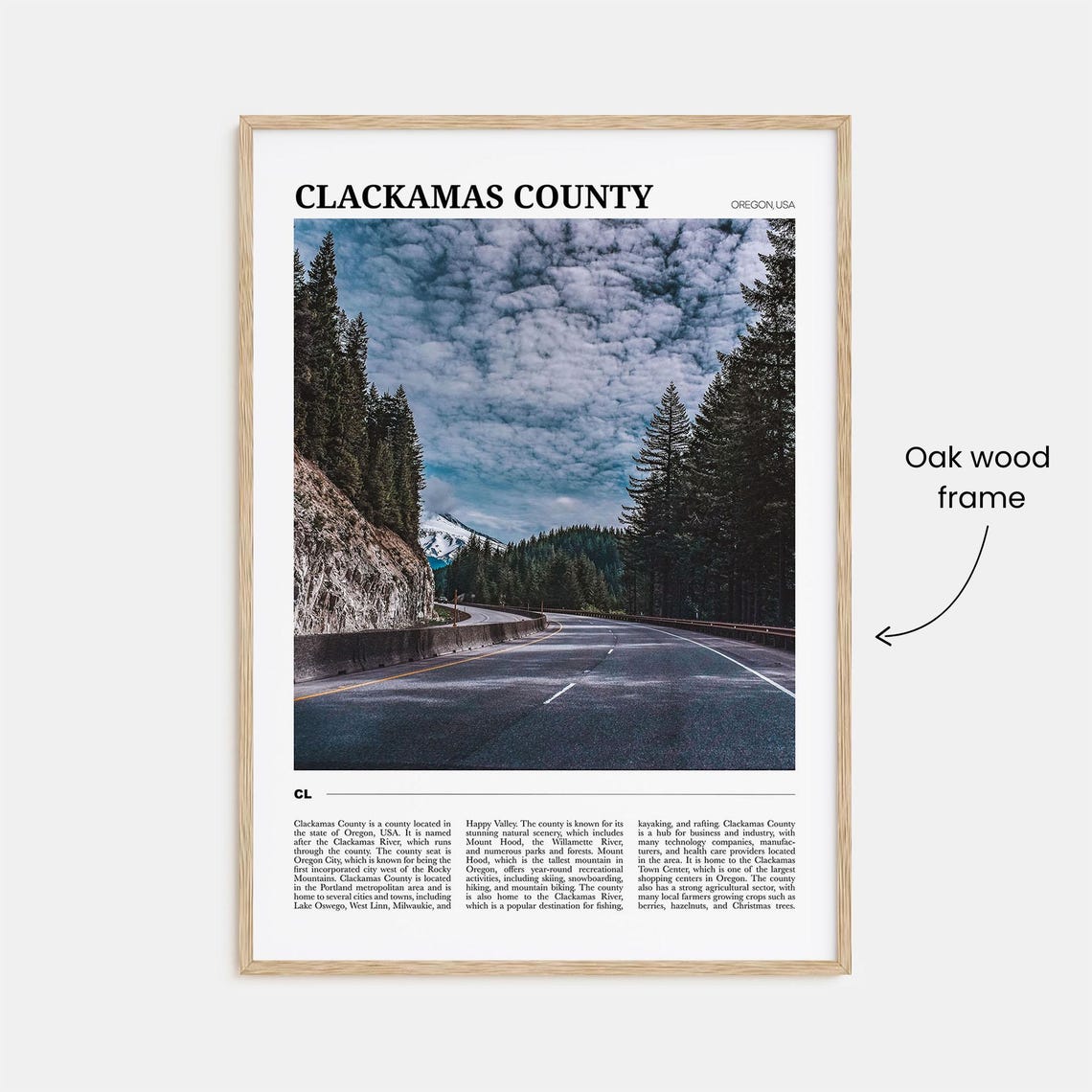 Clackamas County Oregon Mount Hood Forest Highway View Travel Poster - Image 3