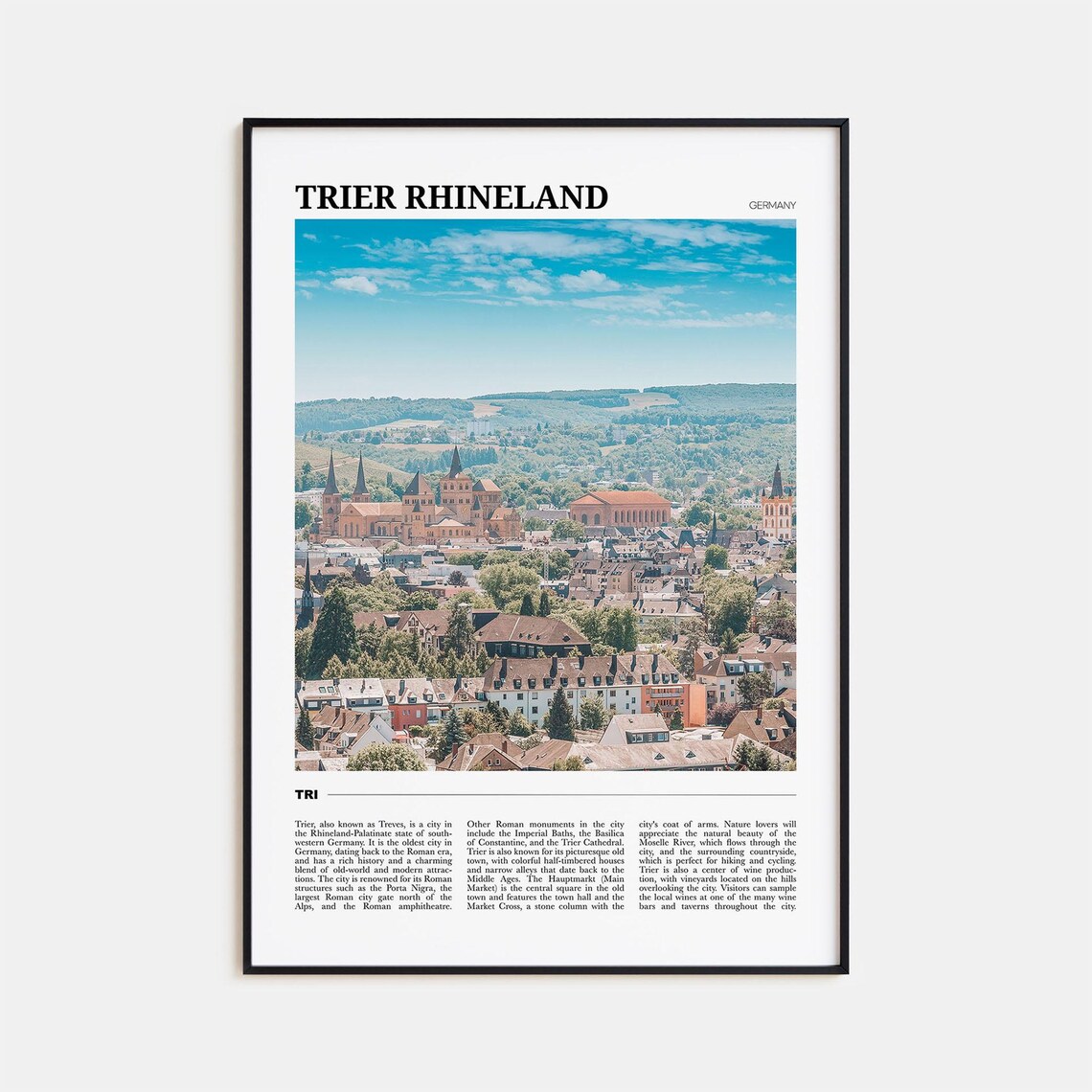 Trier Rhineland Travel Poster, Germany Art Print