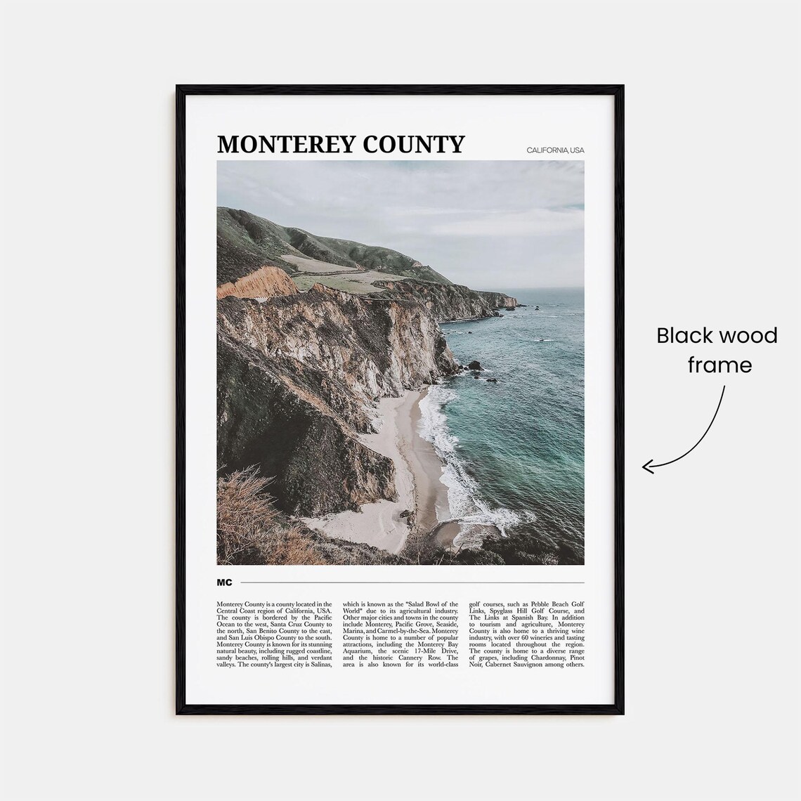 Monterey County California Big Sur Cliffs Ocean Cove Travel Poster - Image 2