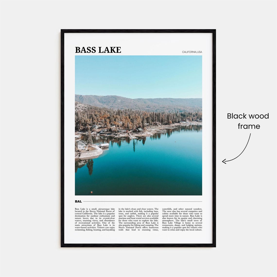 Bass Lake Travel Poster Bass Lake Wall Art Bass Lake Poster Print Bass Lake Photo Bass Lake Decor California Usa - Image 2