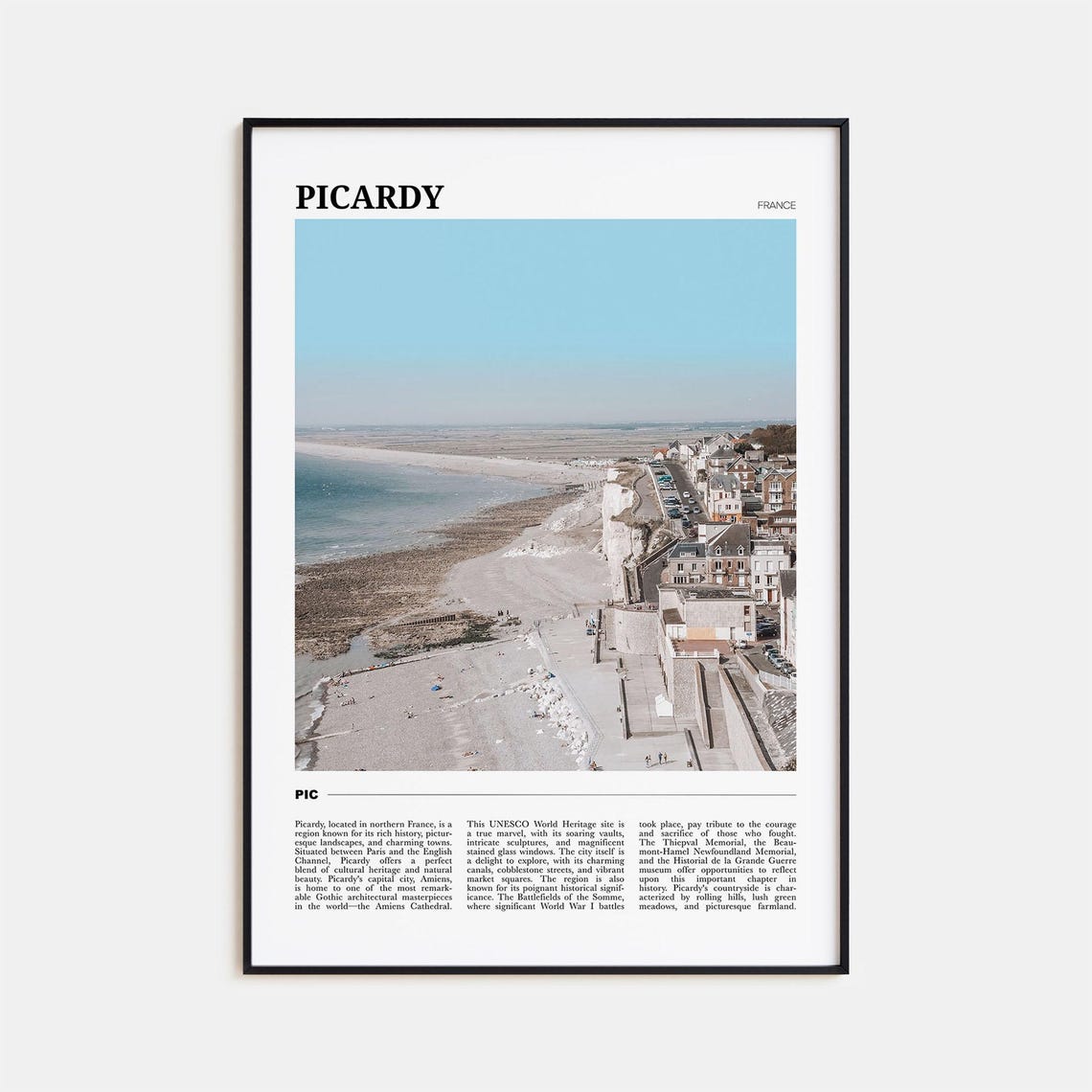 Picardy France Chalk Cliffs and Seaside Town Coastline Poster