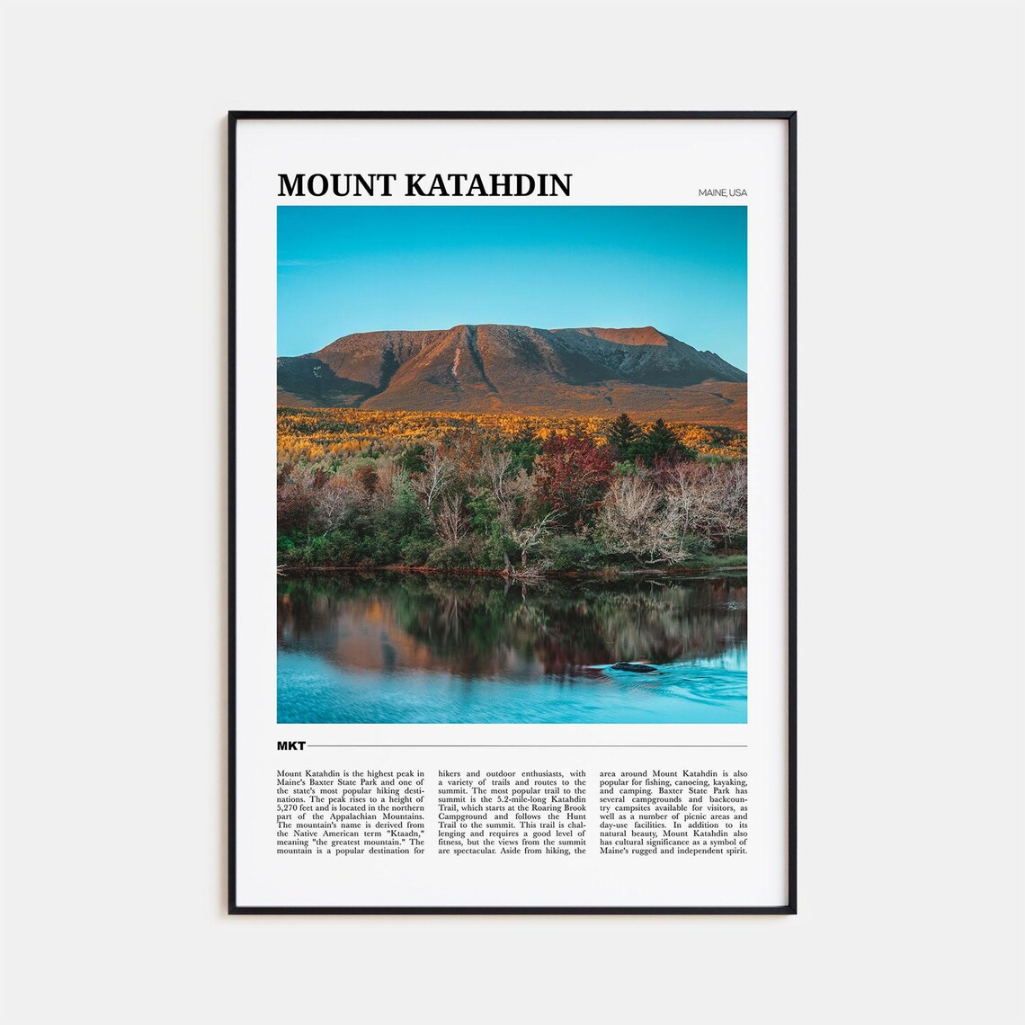Mount Katahdin Travel Poster, Maine Wall Art Print