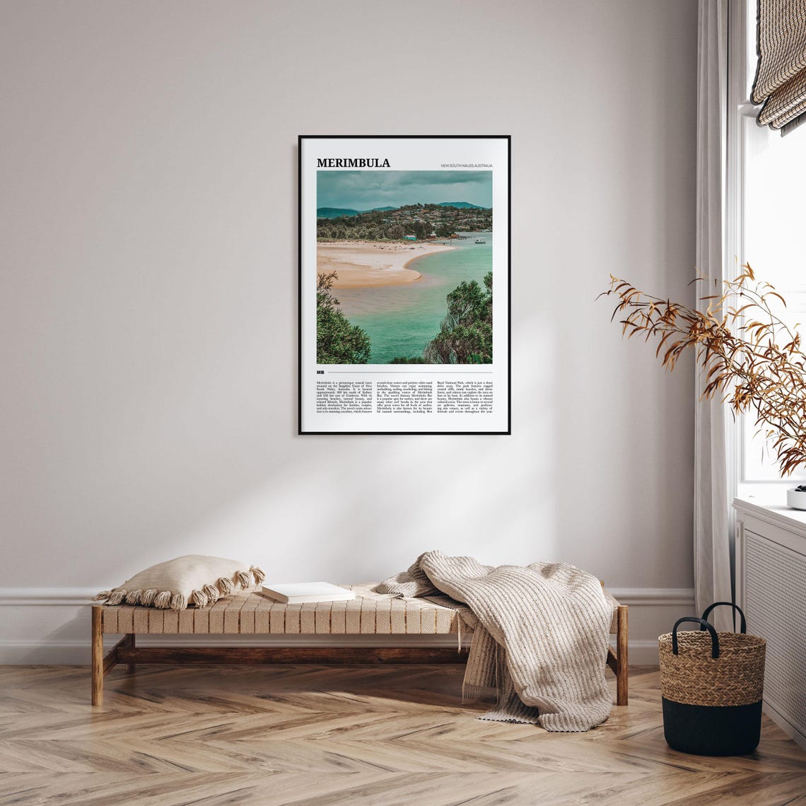 Merimbula Australia Travel Poster Curved Beach Teal Water Coast View - Image 4