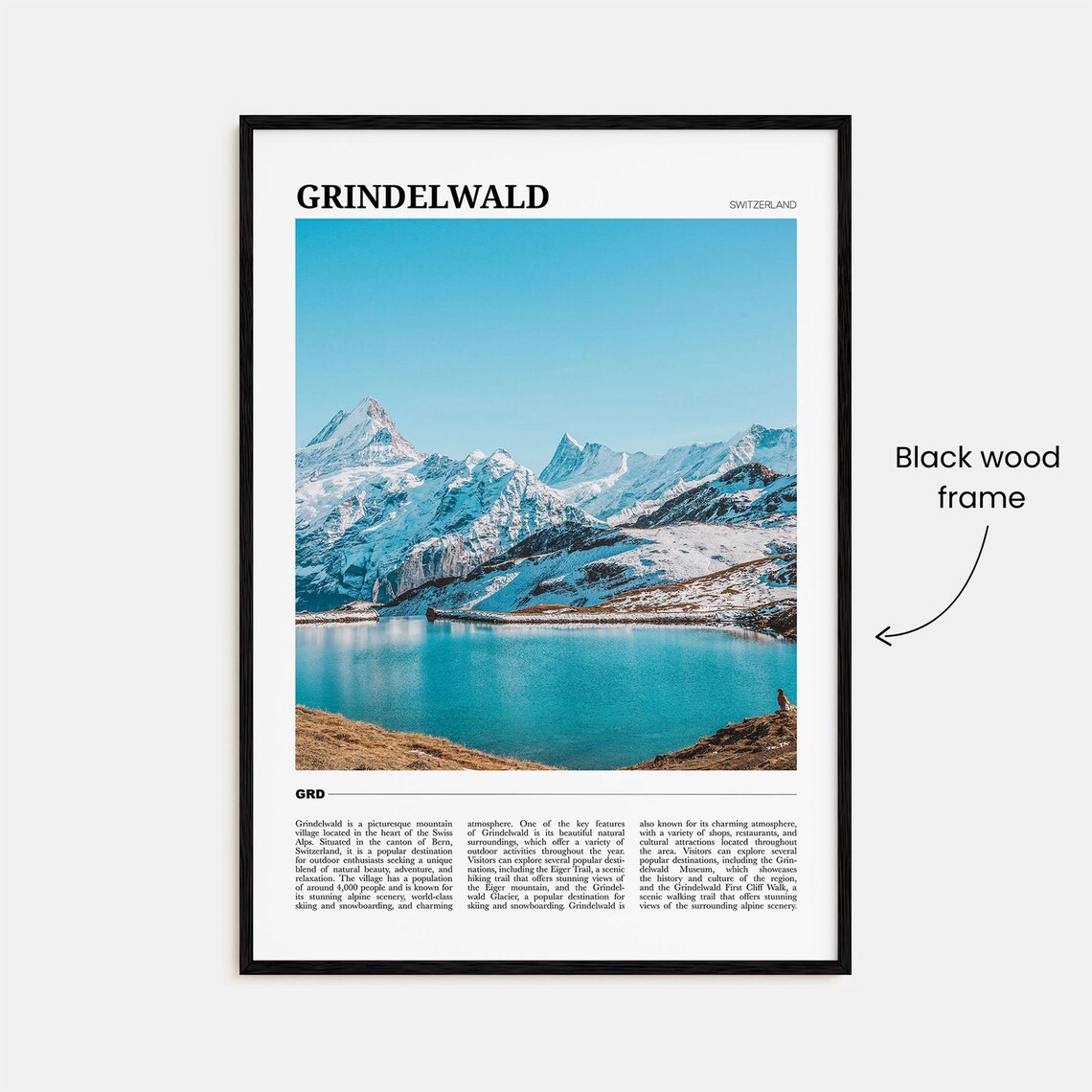 Grindelwald Switzerland Swiss Alps Snowy Peaks Lake Travel Poster - Image 2