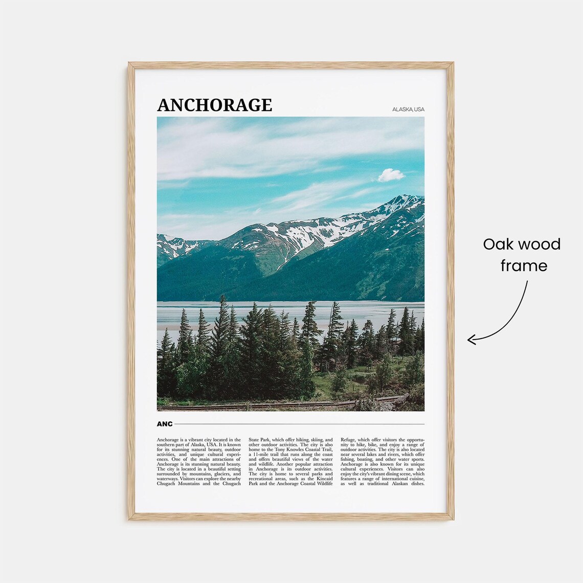 Anchorage Alaska Snow Capped Mountains Lake Forest Travel Poster - Image 3