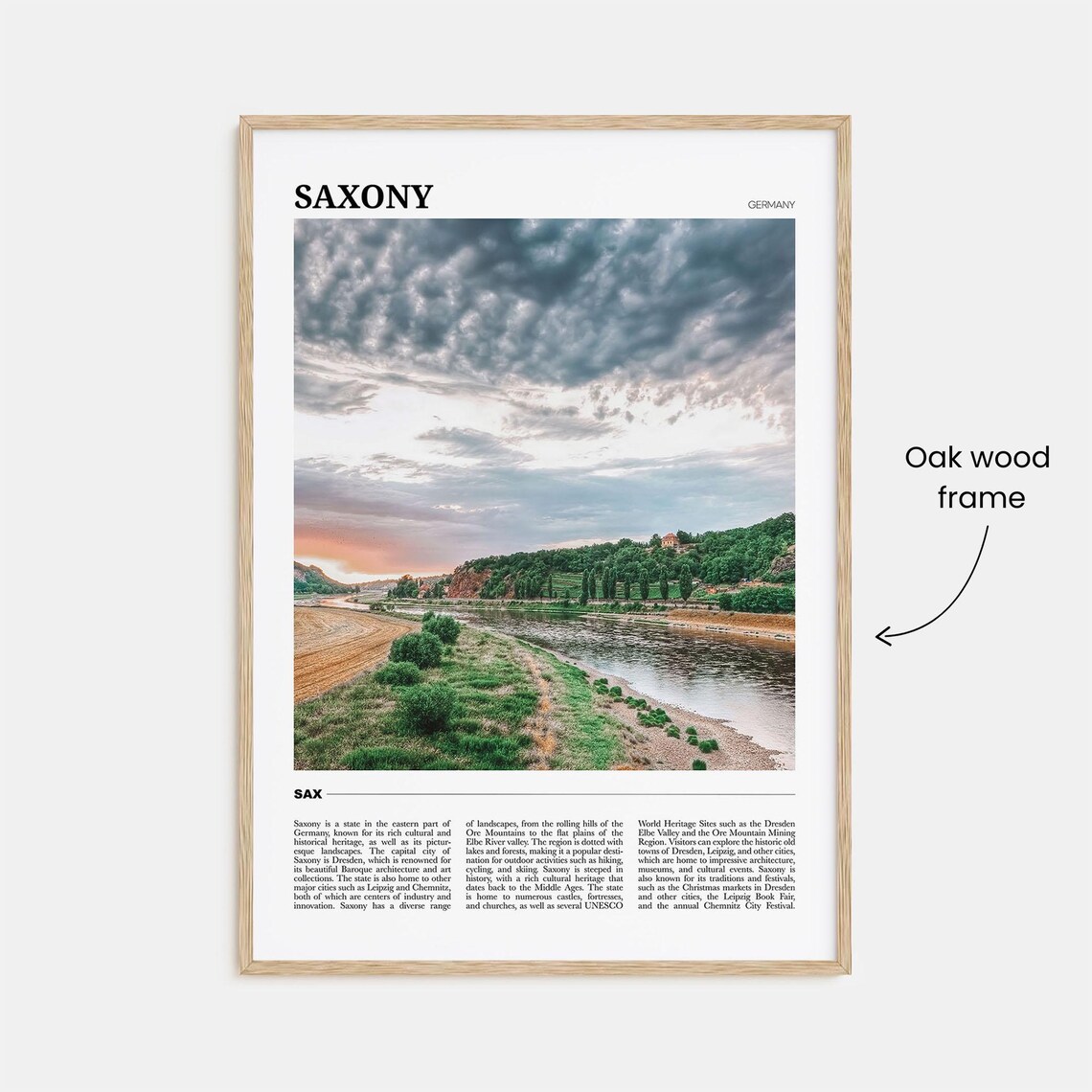 Saxony Germany Elbe River Valley Sunset Landscape Photo Travel Poster - Image 3