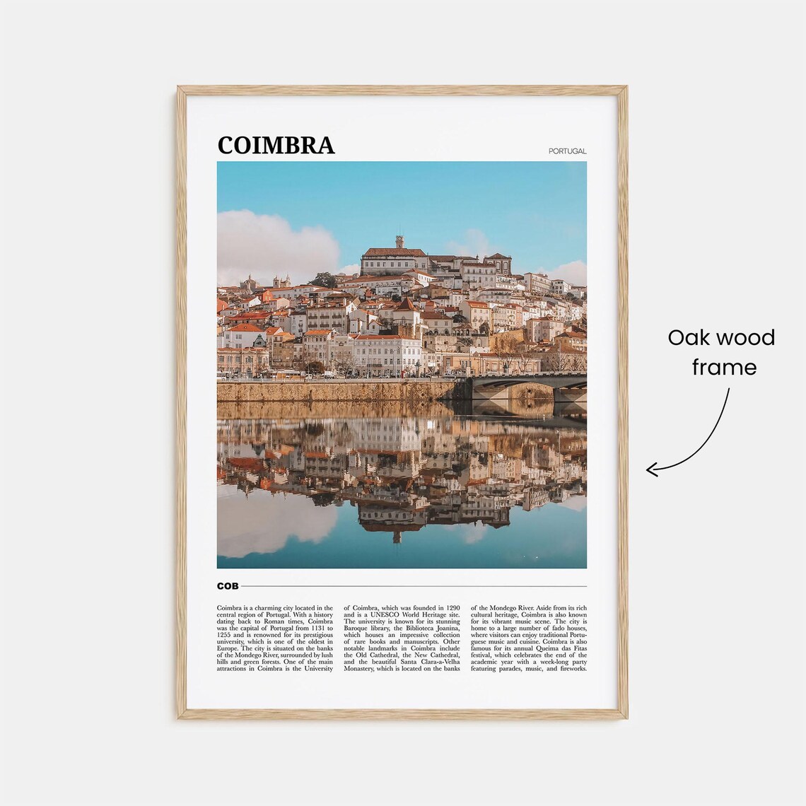 Coimbra Portugal Old Town Reflected in Mondego River Travel Poster - Image 3