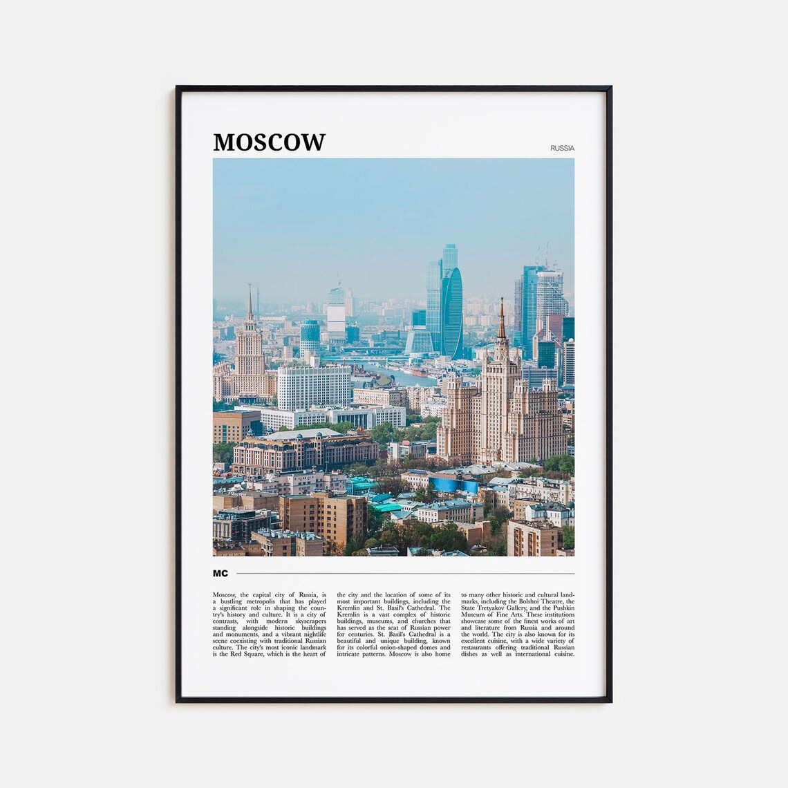 Moscow Russia Modern Skyscraper Skyline City Panorama Travel Poster