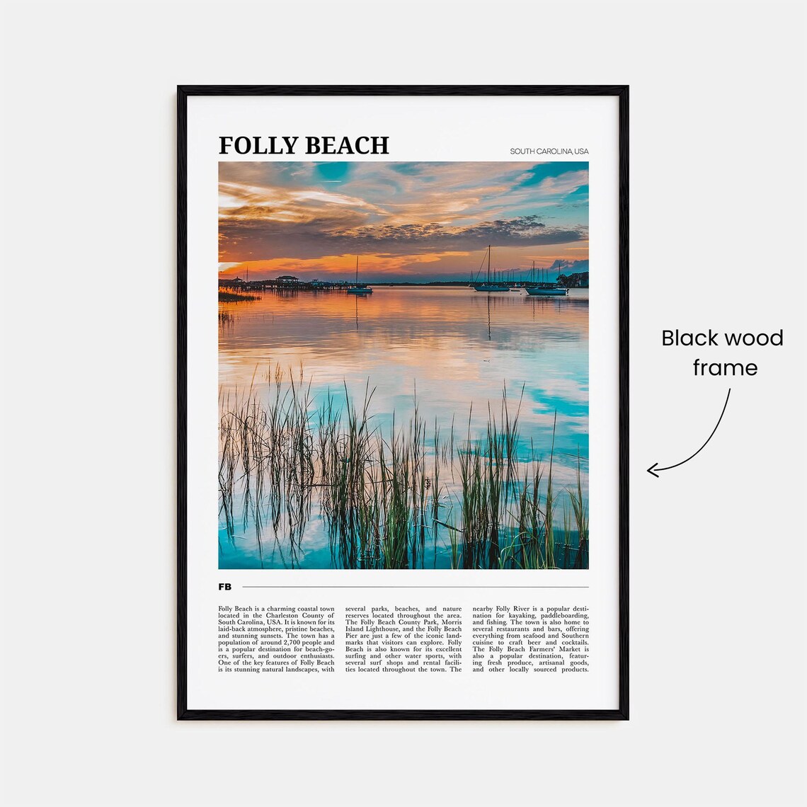 Folly Beach Travel Poster, South Carolina Wall Art - Image 2