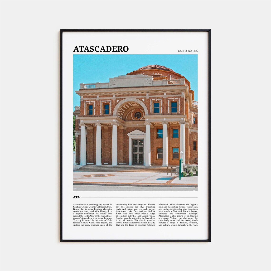 Atascadero Travel Poster, California Travel Poster