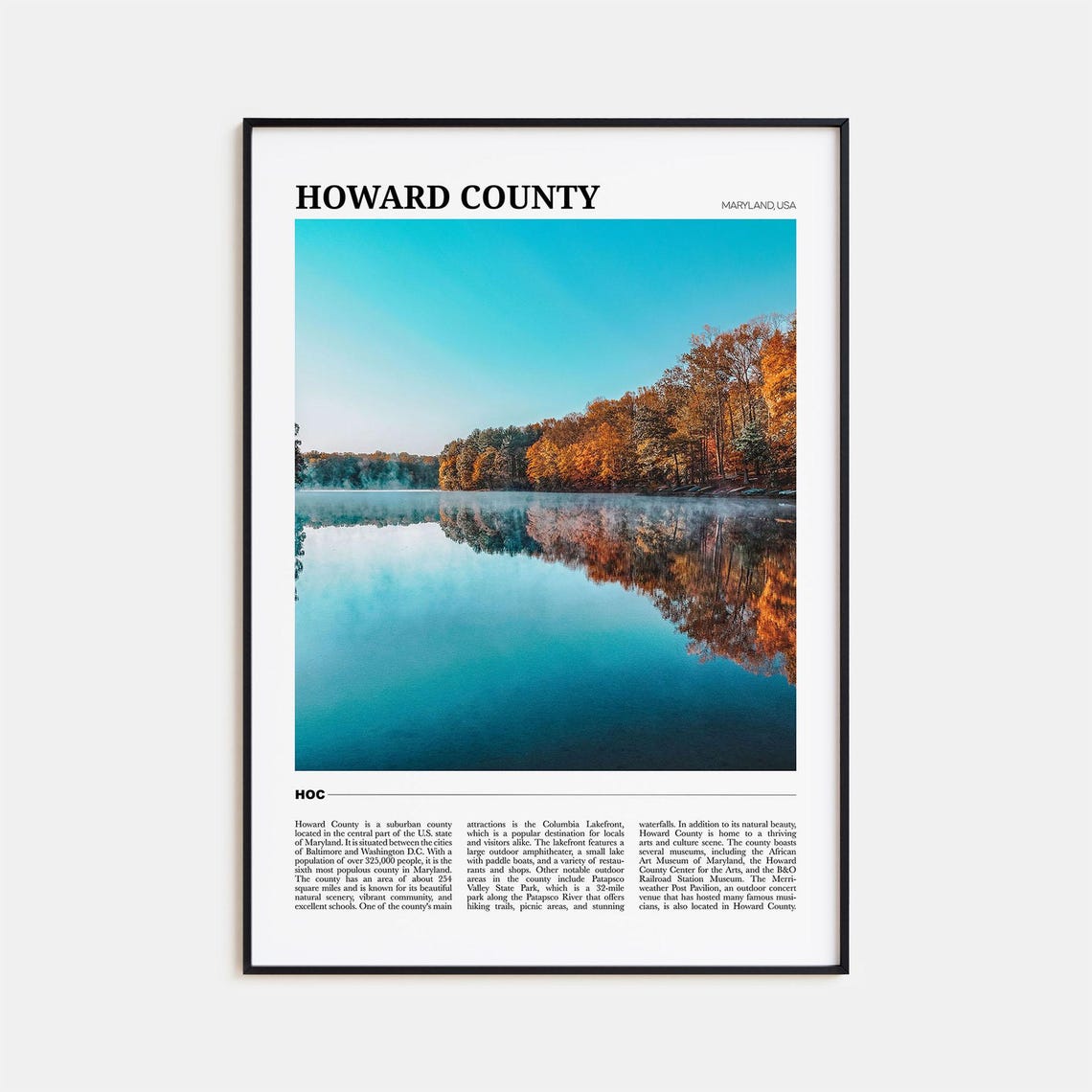 Howard County Maryland USA Serene Autumn Lake Reflection Poster