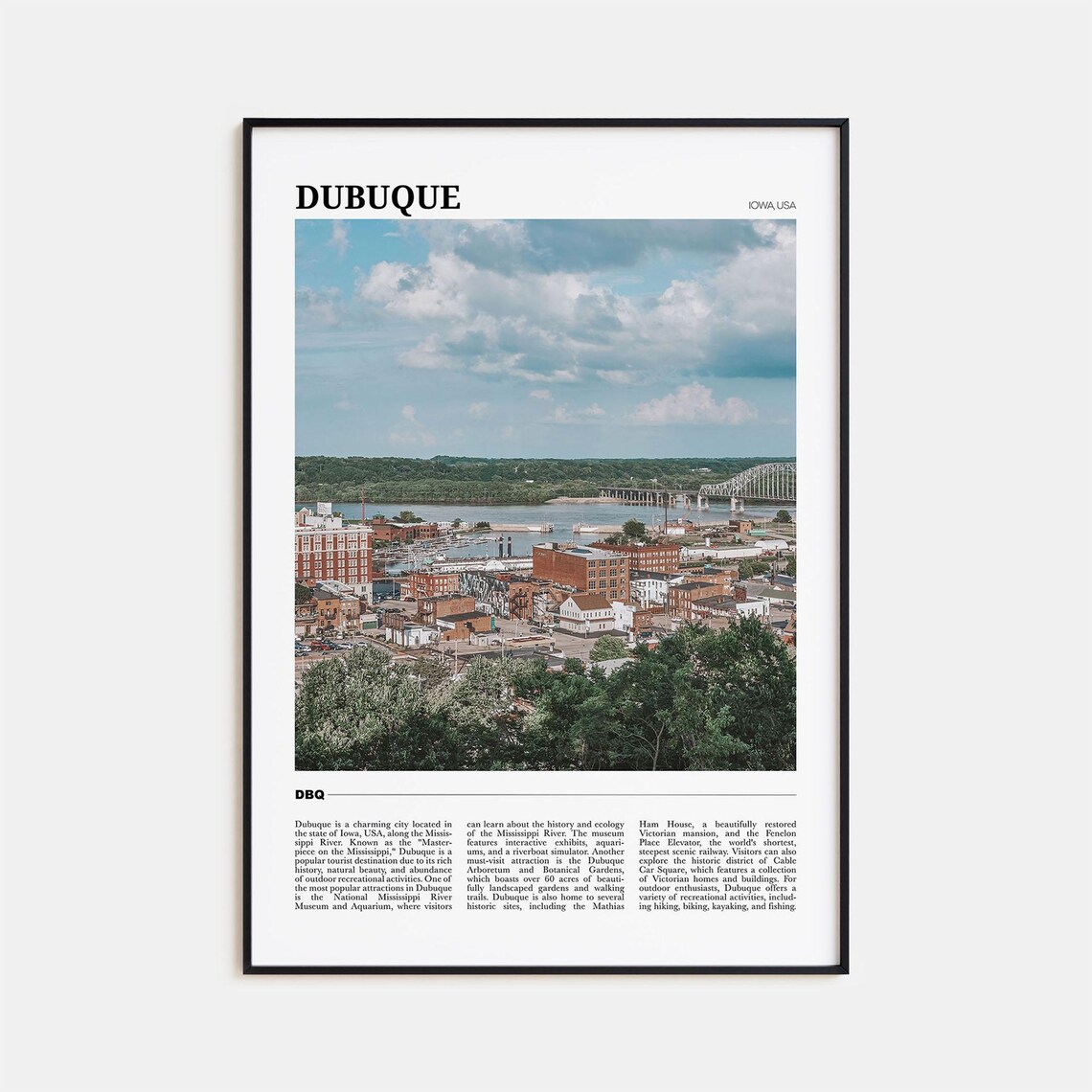 Dubuque Travel Poster, Iowa USA Art Print