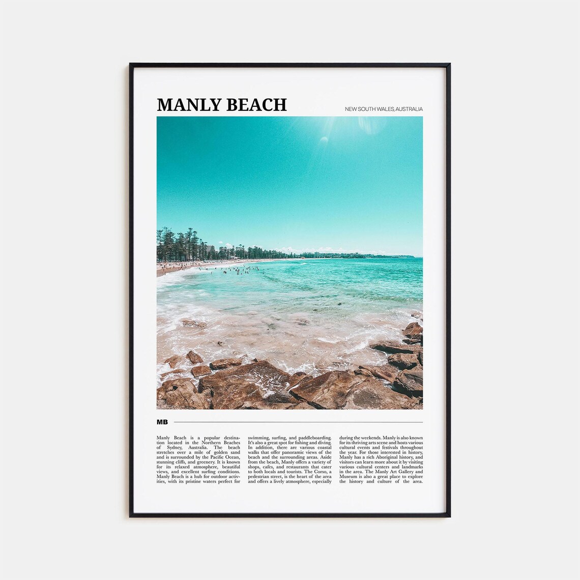 Manly Beach Travel Poster, New South Wales Australia