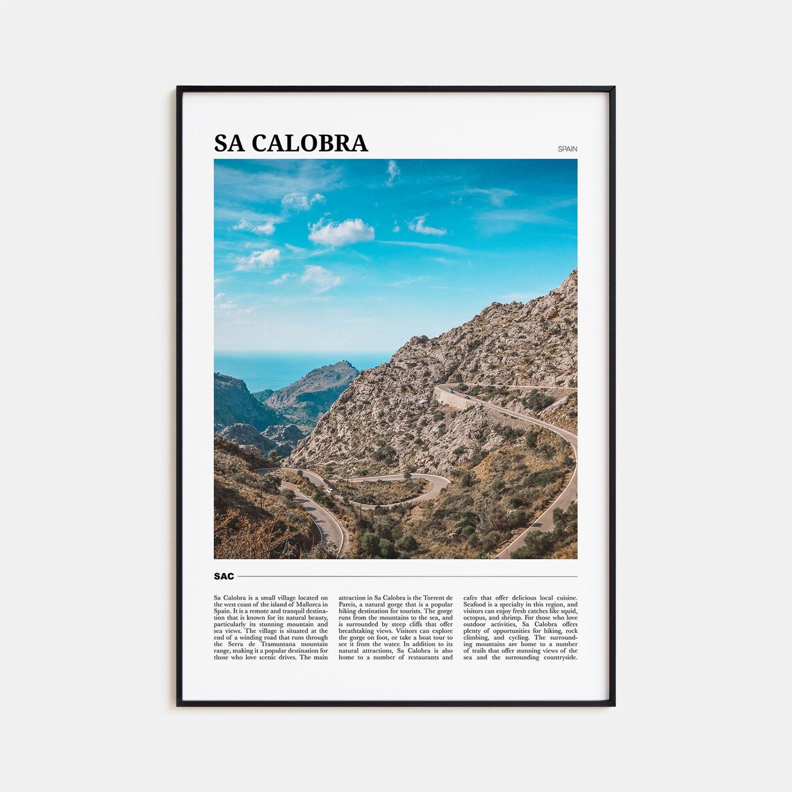 Sa Calobra Travel Poster, Spain Wall Art Print
