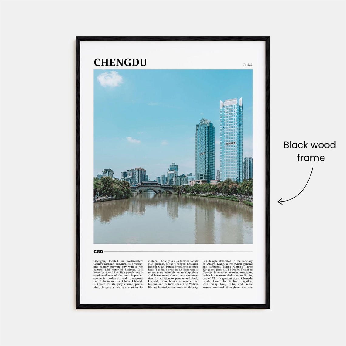 Chengdu China Modern Riverside Skyline Reflections City Travel Poster - Image 2