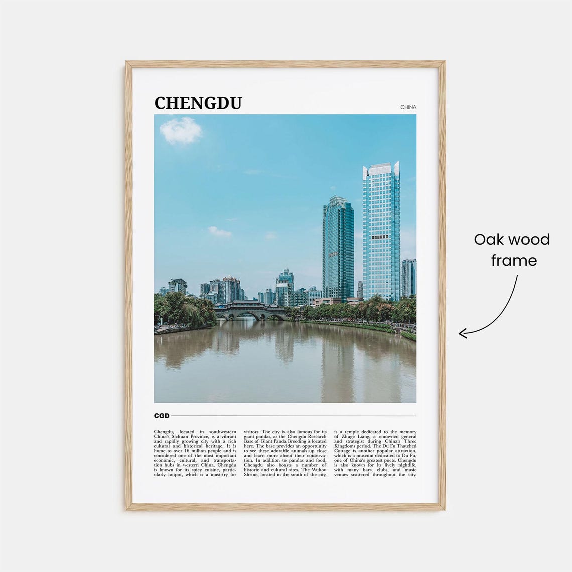 Chengdu China Modern Riverside Skyline Reflections City Travel Poster - Image 3