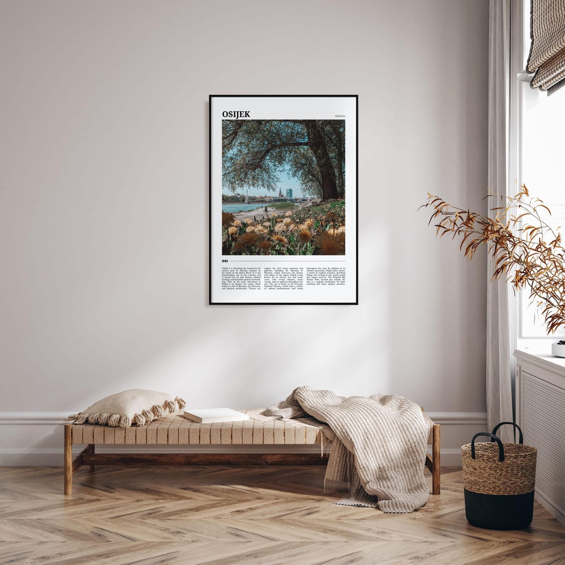 Osijek Croatia Drava River City View Spring Blooms Travel Poster - Image 4