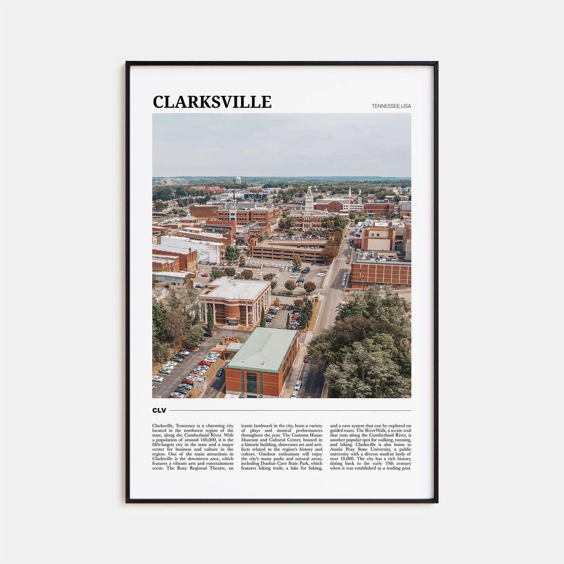 Clarksville Travel Poster Clarksville Wall Art Clarksville Poster Print Clarksville Photo Clarksville Decor Tennessee Usa