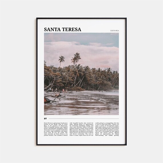 Santa Teresa Costa Rica Beach Palms Surf Town Travel Photography Art Poster