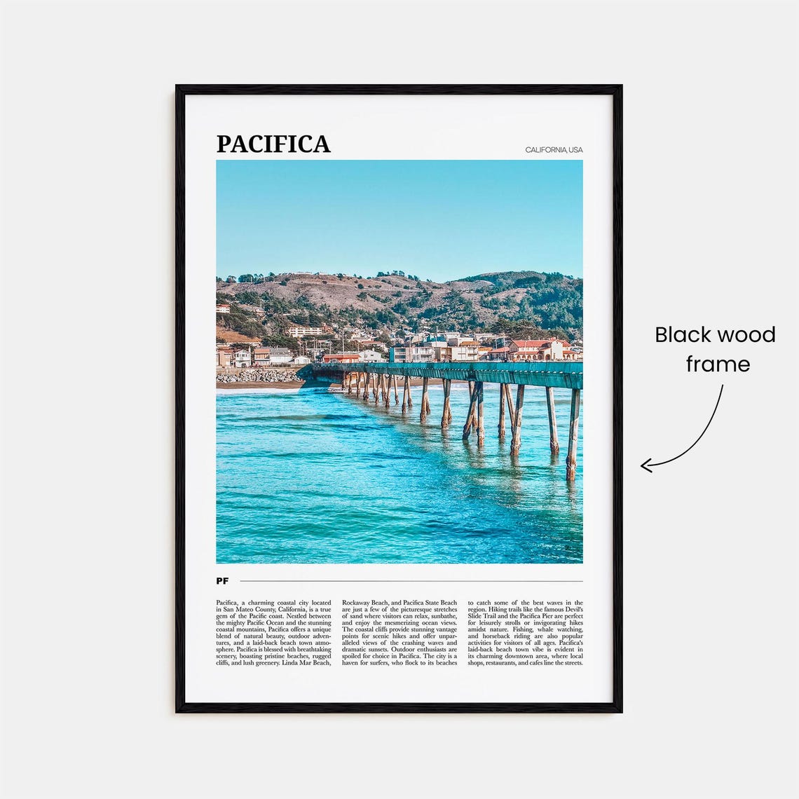 Pacifica California USA Pier Over Turquoise Surf Travel Poster - Image 2