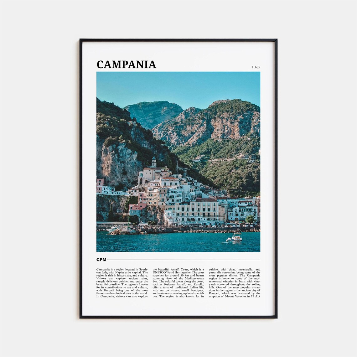 Campania Travel Poster, Italy Wall Art Print