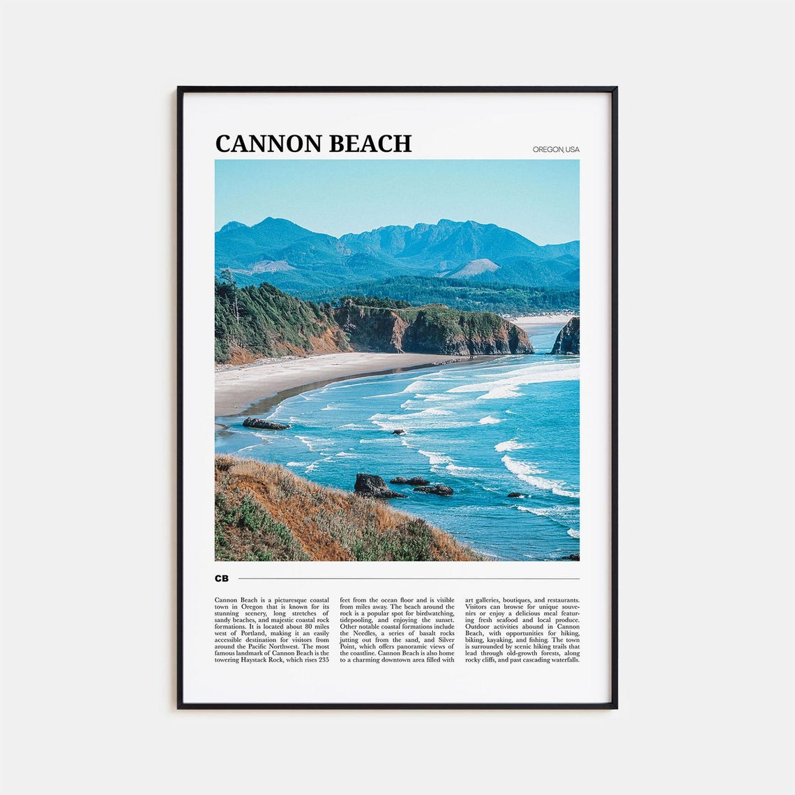 Cannon Beach Oregon Haystack Rock Coastline Travel Poster Series