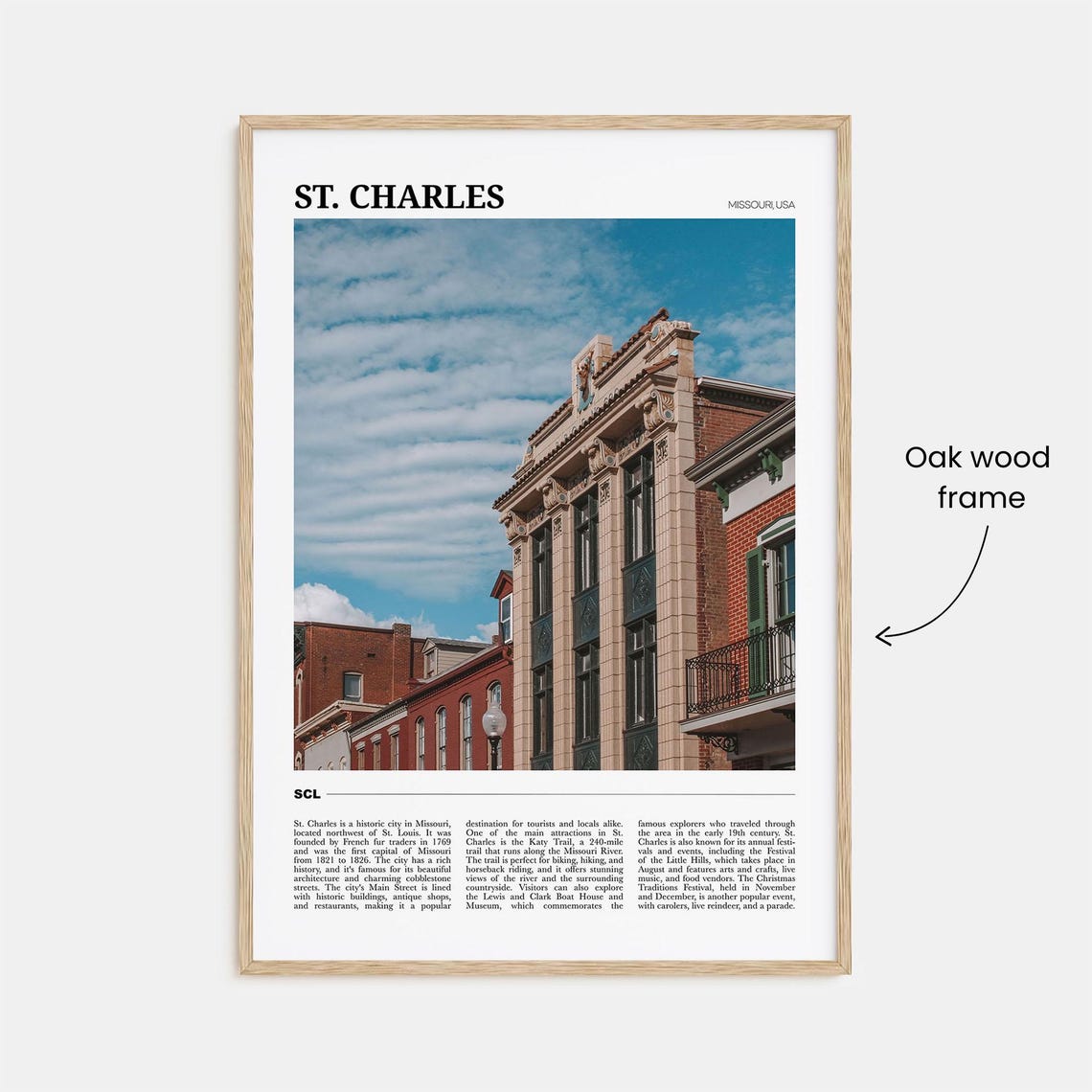 St Charles Missouri Travel Poster Historic Main Street Brick View - Image 3