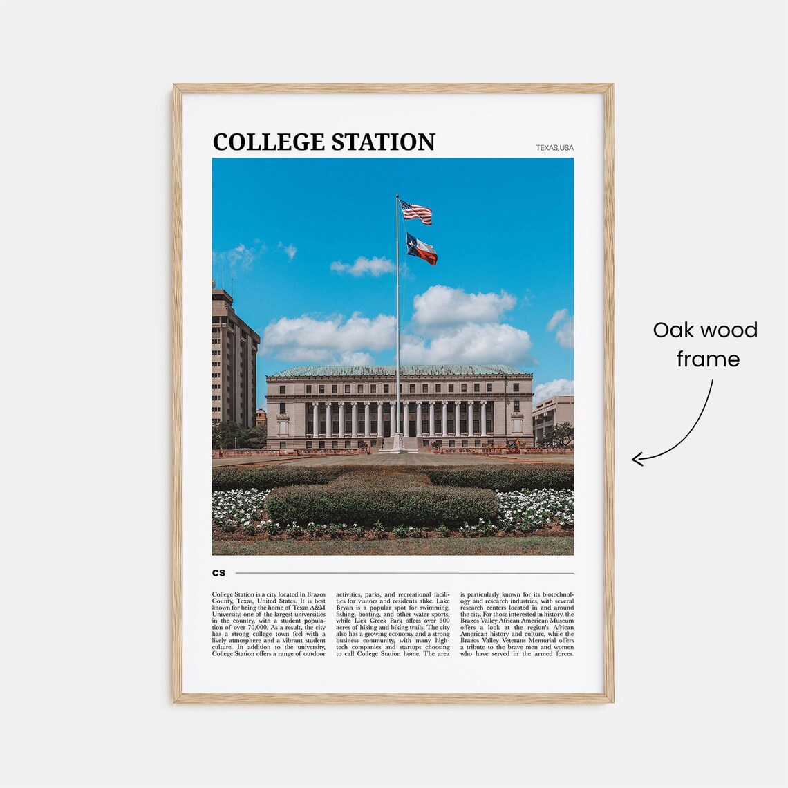 College Station Travel Poster, Texas USA Art Print - Image 3