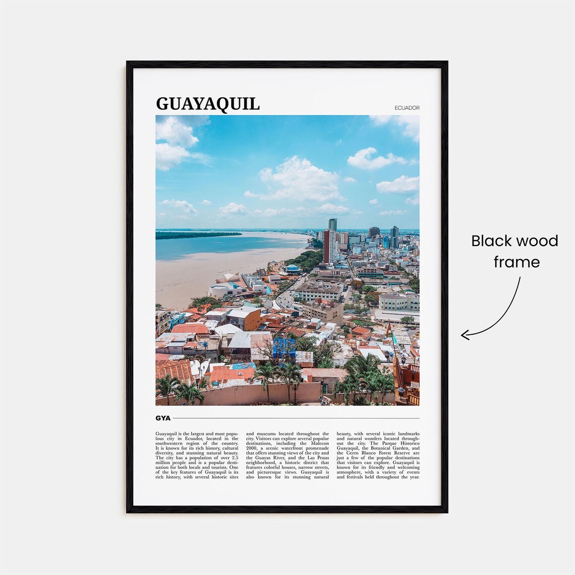 Guayaquil Ecuador Coastal City Bay Skyline Colorful Travel Poster - Image 2