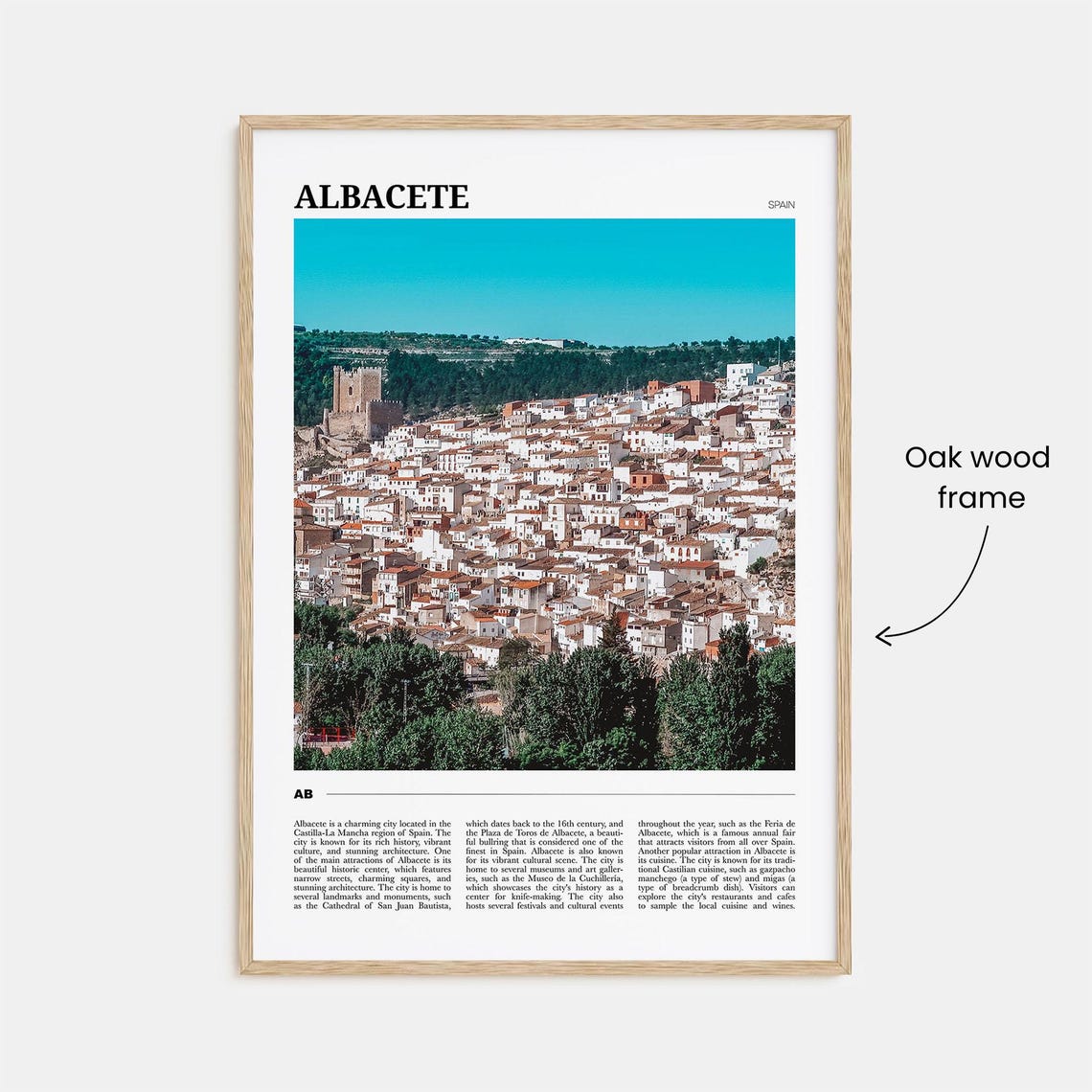 Albacete Spain Whitewashed Hill Town Old Quarter Vista Poster - Image 3