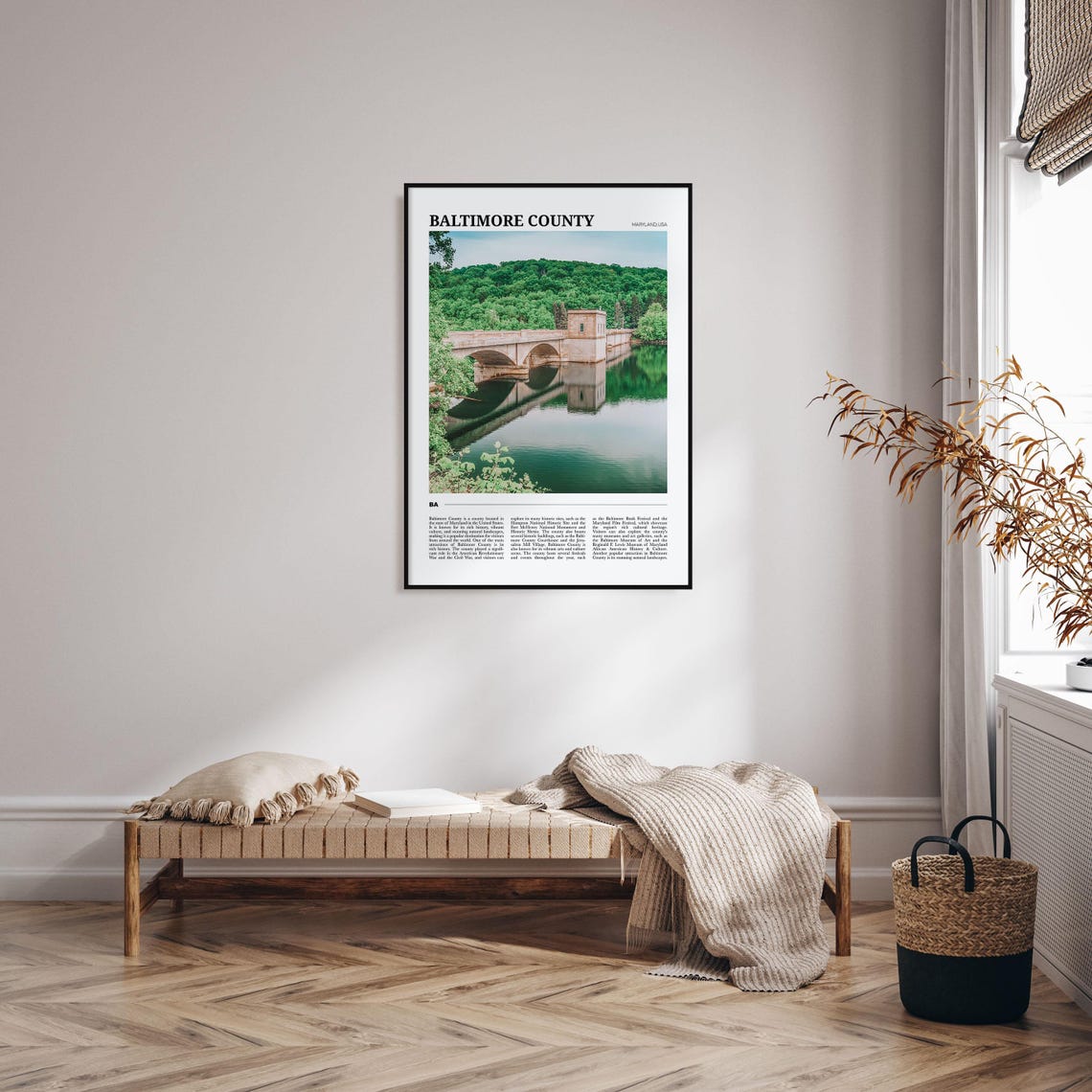 Baltimore County Maryland Stone Dam Reservoir Landscape Poster - Image 4