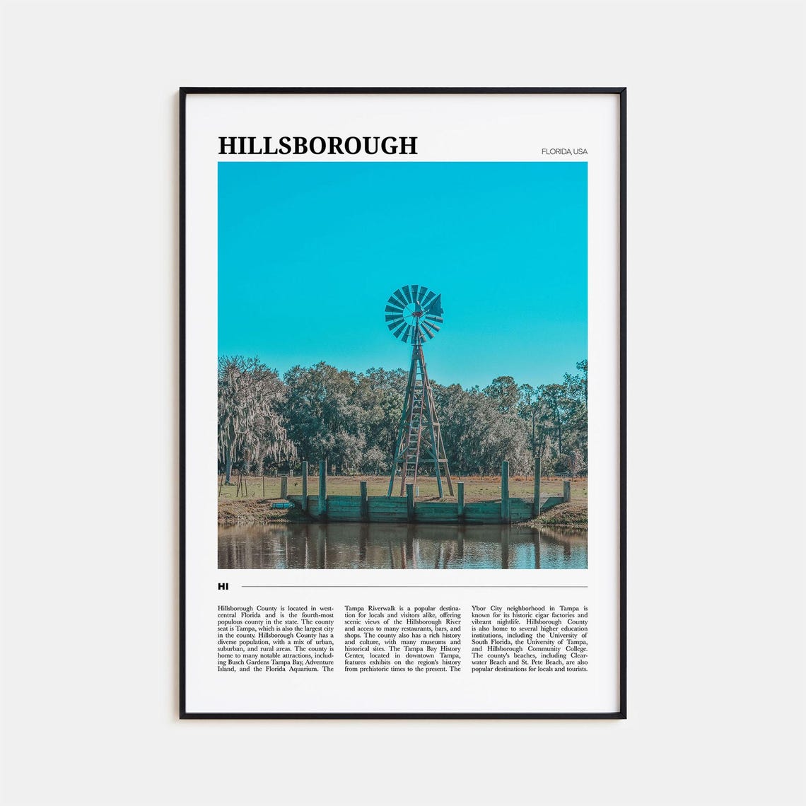 Hillsborough Florida USA Old Rustic Windmill Pond Nature Poster