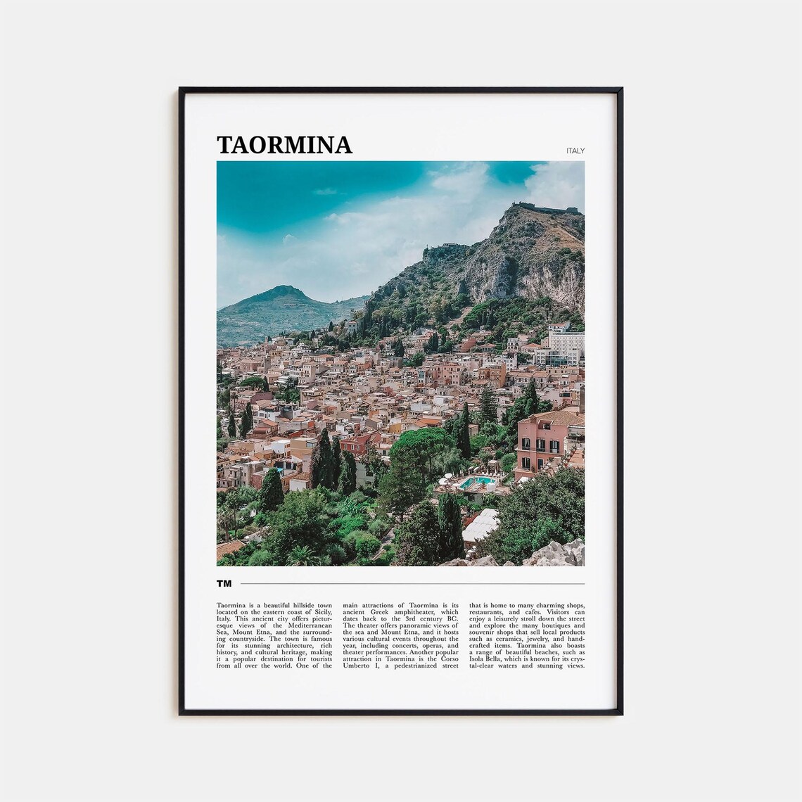 Taormina Travel Poster Taormina Wall Art Taormina Poster Print Taormina Photo Taormina Decor Italy