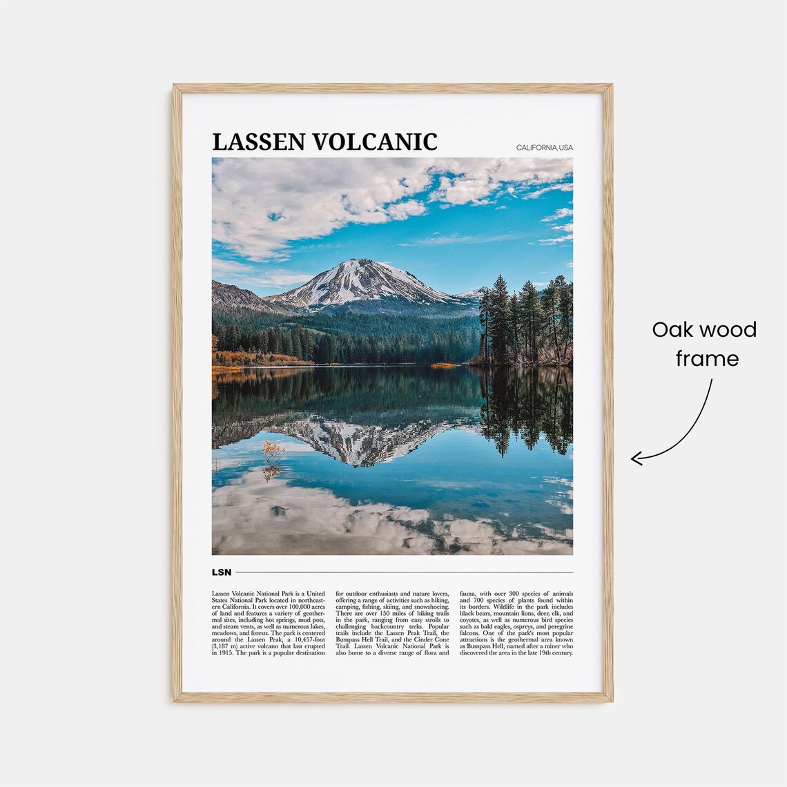 Lassen Volcanic California Mountain Lake Reflection Travel Poster - Image 3