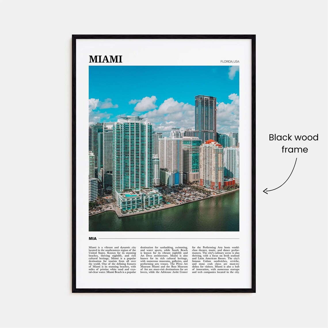Miami Florida Skyline Bayfront Travel Photography Cityscape Art Poster - Image 2