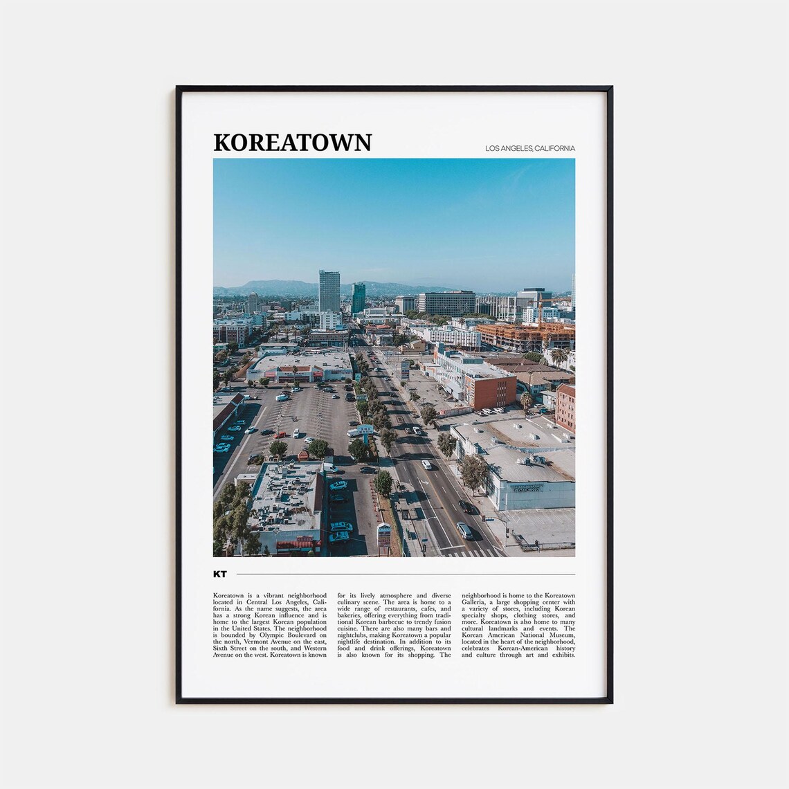 Koreatown Los Angeles California Aerial Neighborhood City Poster
