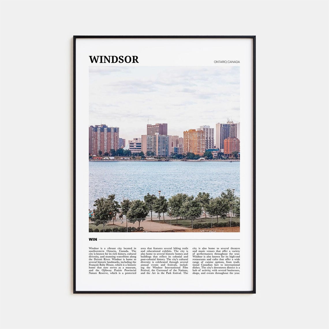 Windsor Ontario Riverfront Skyline Across the Water Photography Poster