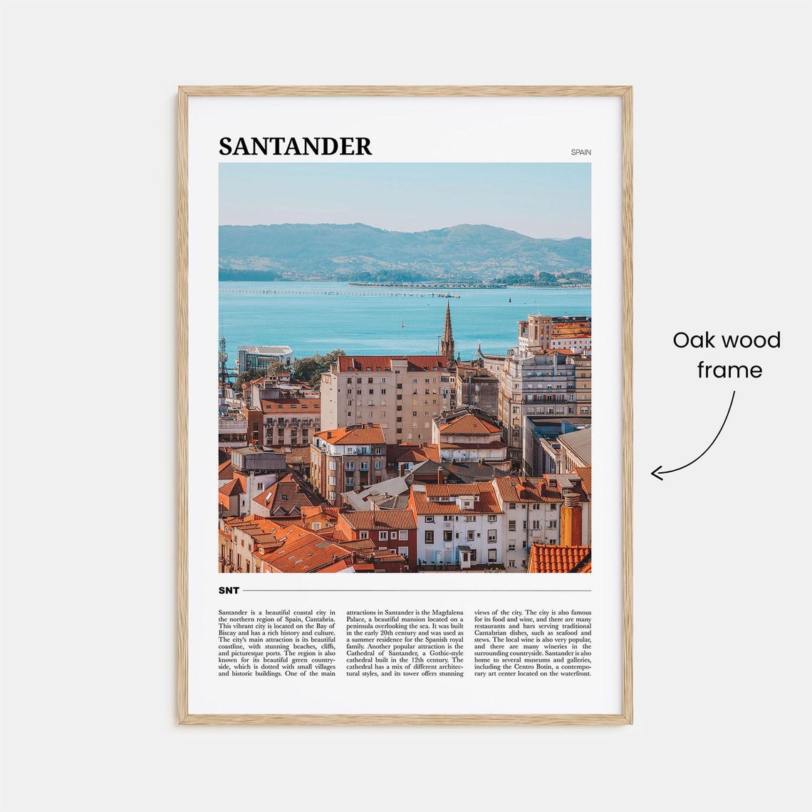Santander Spain Bay Rooftops Cathedral Coastal City Travel Poster - Image 3