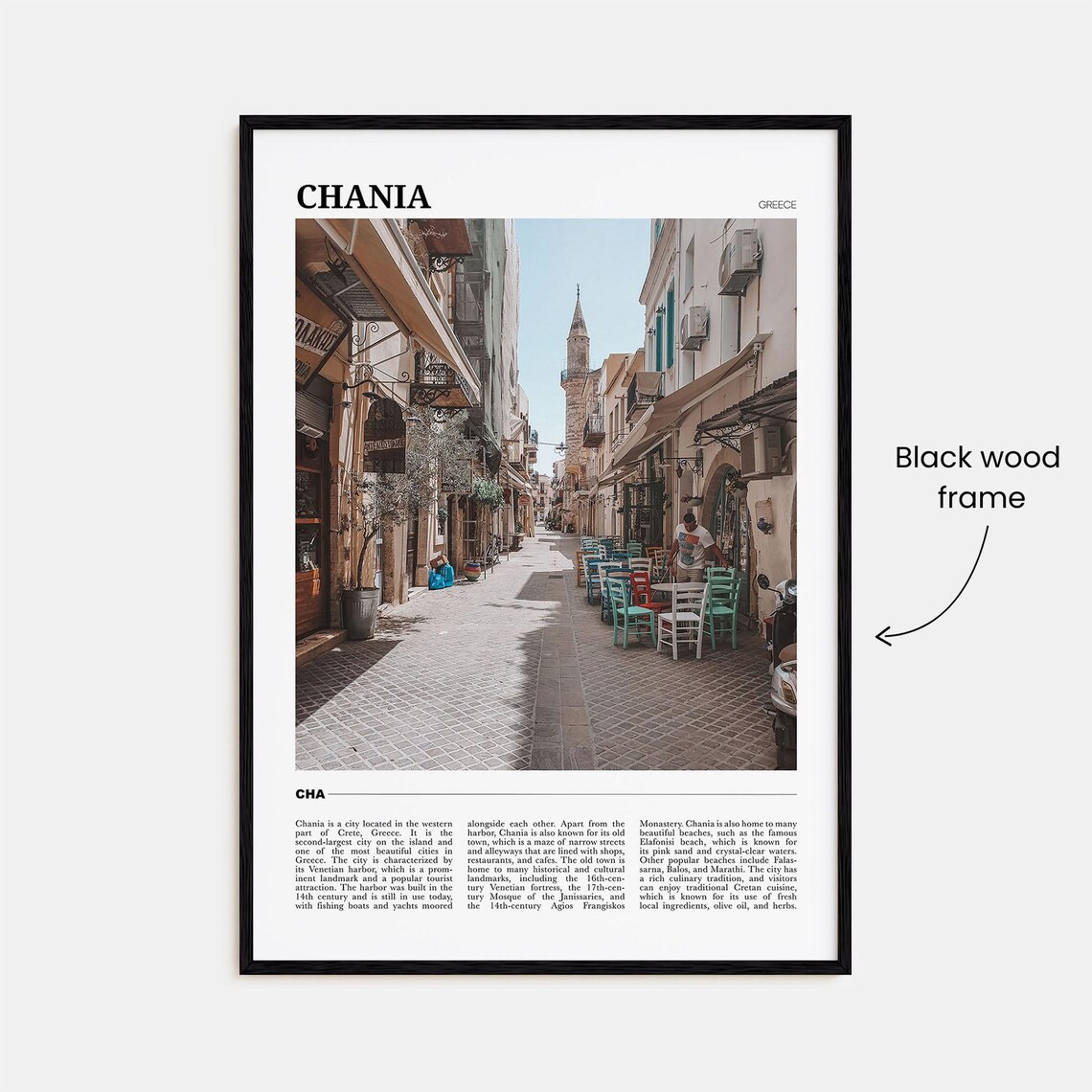 Chania Greece Crete Old Town Street Cafes Minaret Photo Travel Poster - Image 2