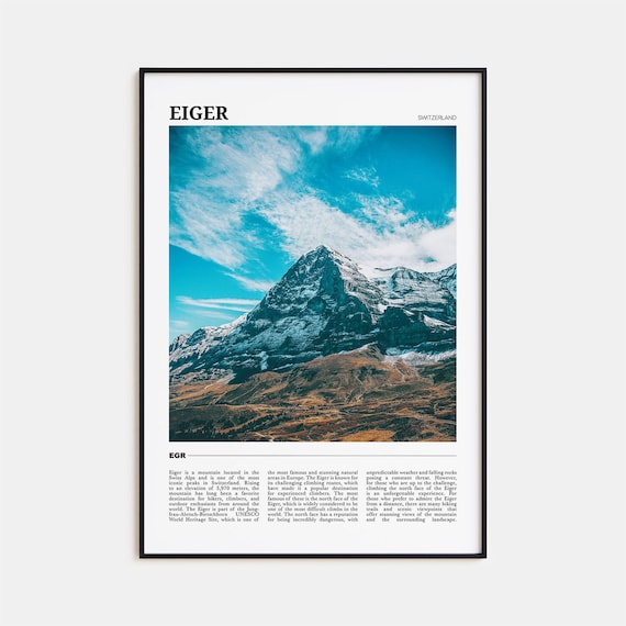 Eiger Travel Poster, Switzerland Mountain Print