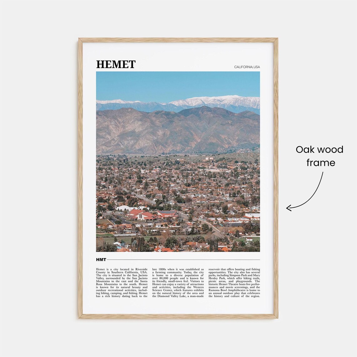 Hemet California USA Valley City Snow Capped Mountains Poster - Image 3