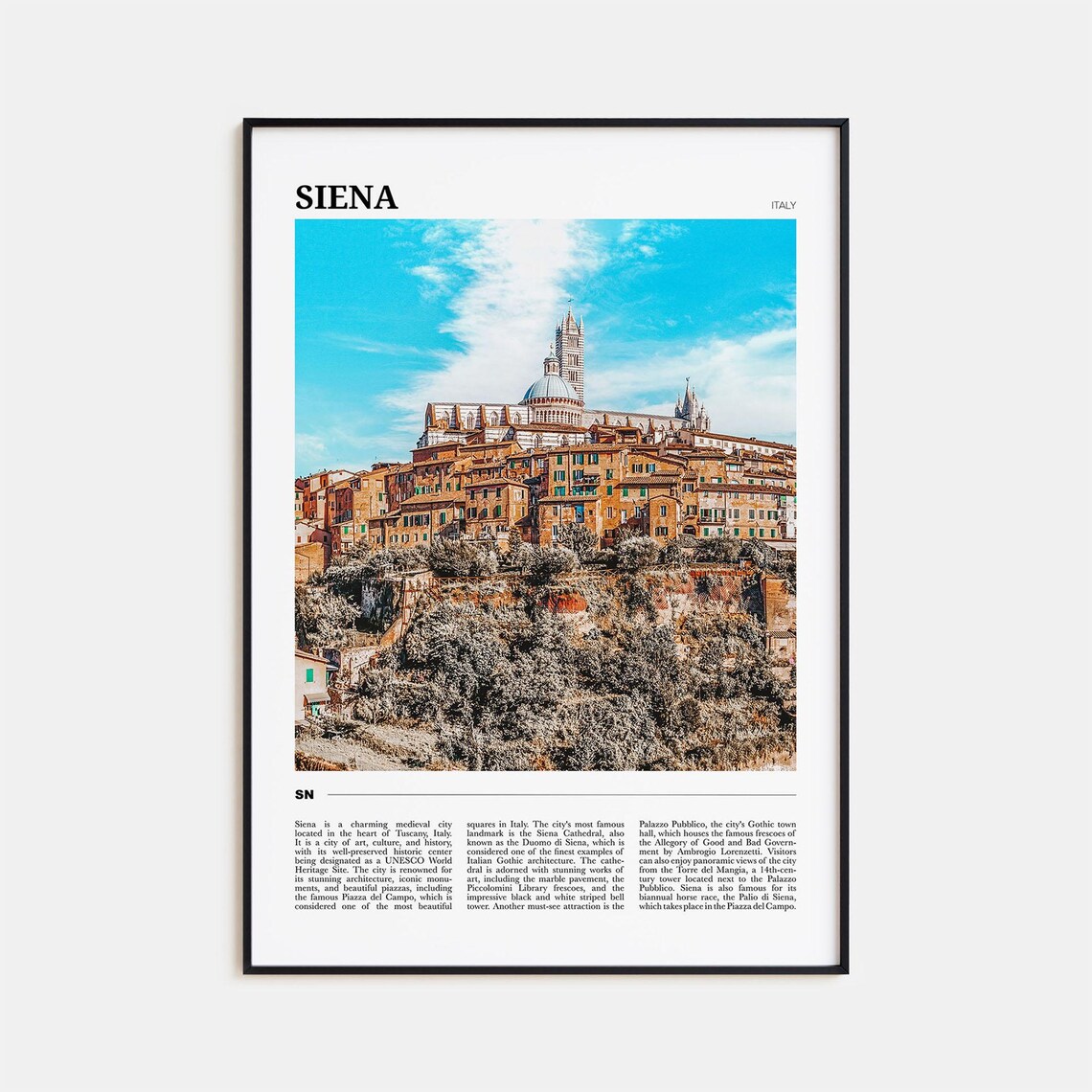 Siena Italy Duomo di Siena Medieval Hill Town Photo Travel Poster