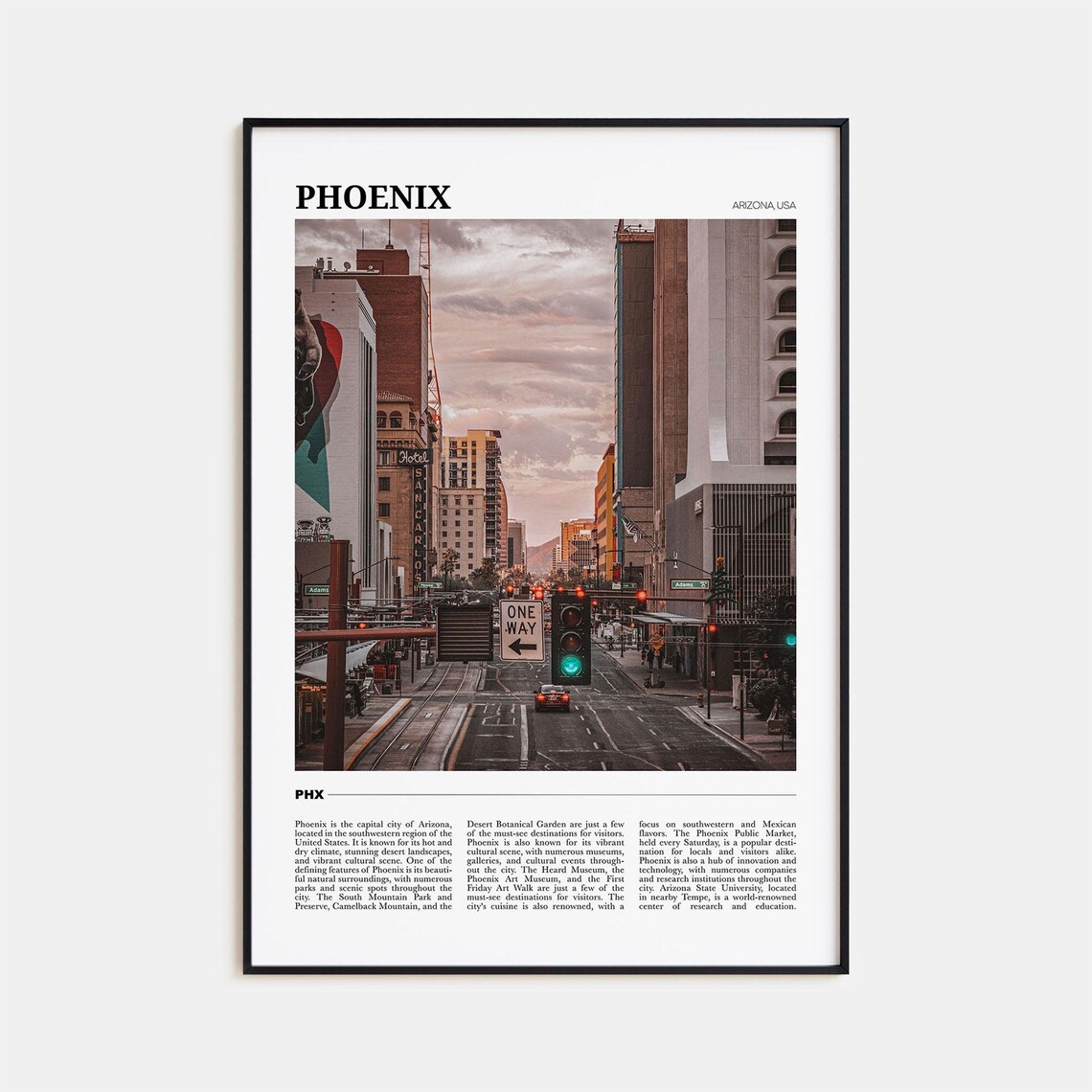 Phoenix Arizona USA Downtown Street Sunset Urban Glow Poster