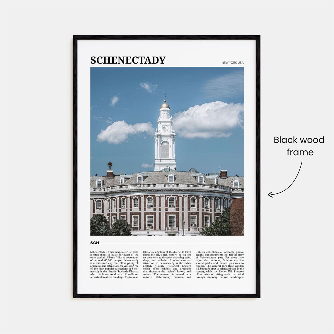 Schenectady New York USA Historic City Hall Clock Tower Travel Poster - Image 2