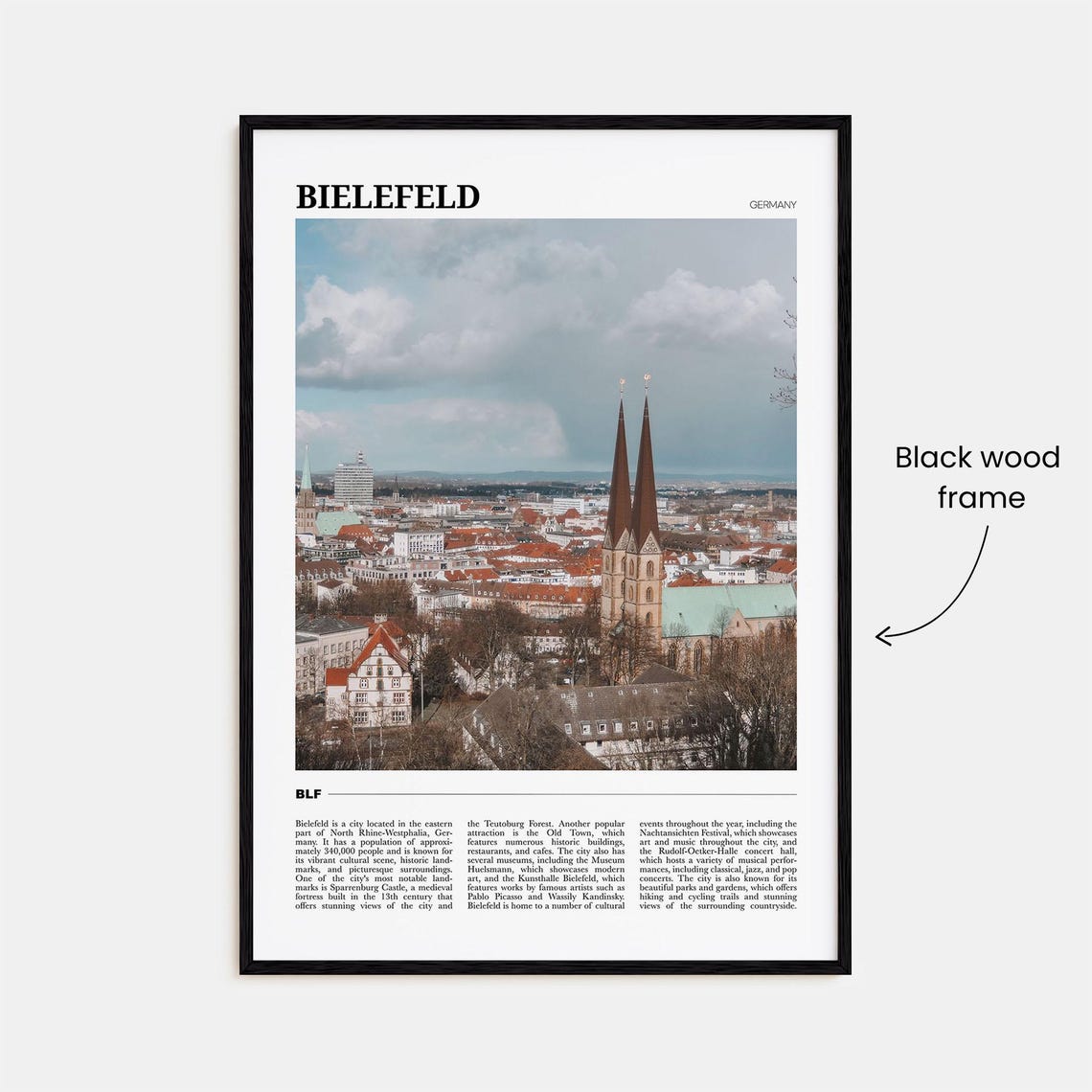 Bielefeld Germany Historic City Panorama With Twin Spires Poster - Image 2