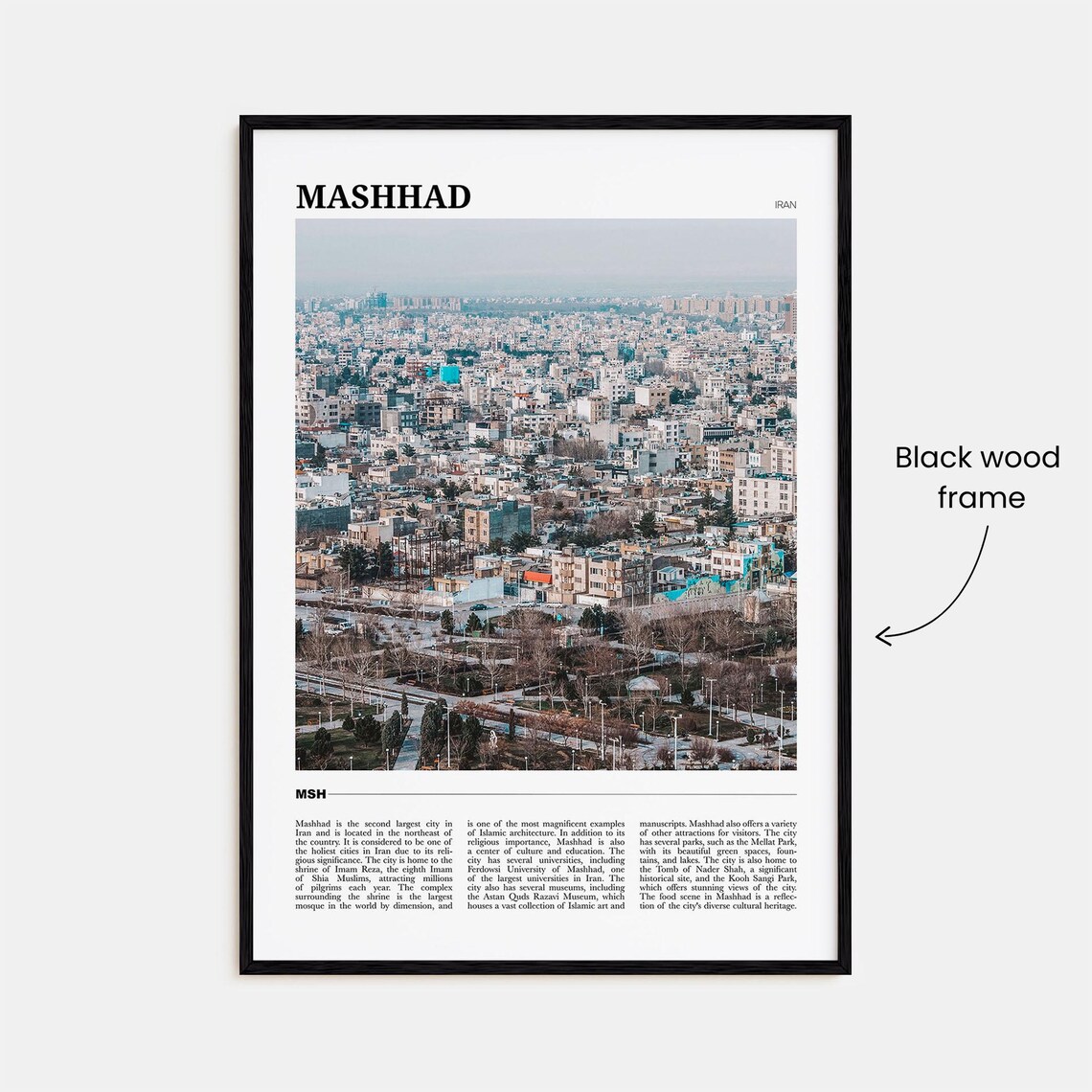 Mashhad Iran Aerial Cityscape Skyline Photography Travel Poster - Image 2