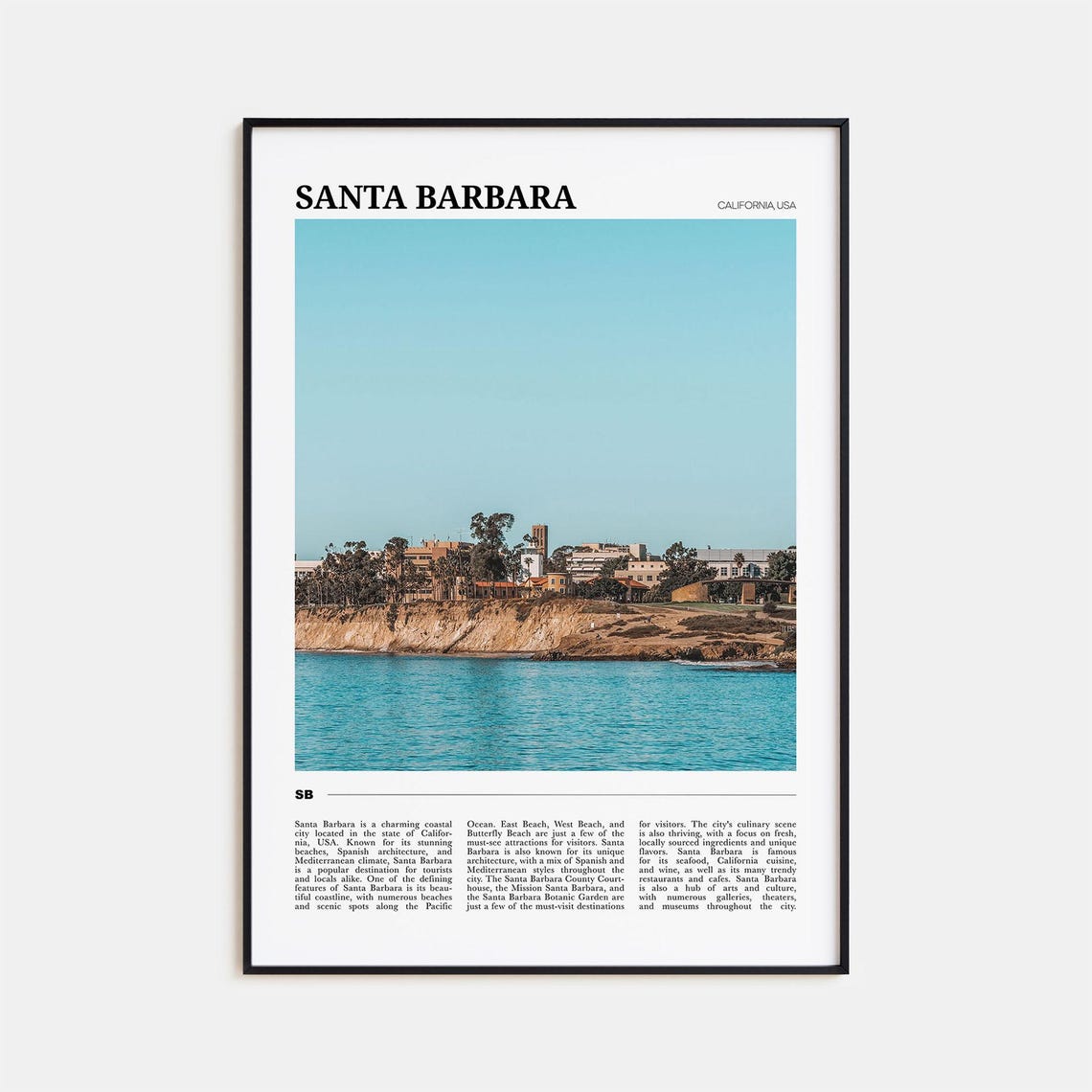 Santa Barbara California USA Coastal Cliffs Ocean View Photo Poster
