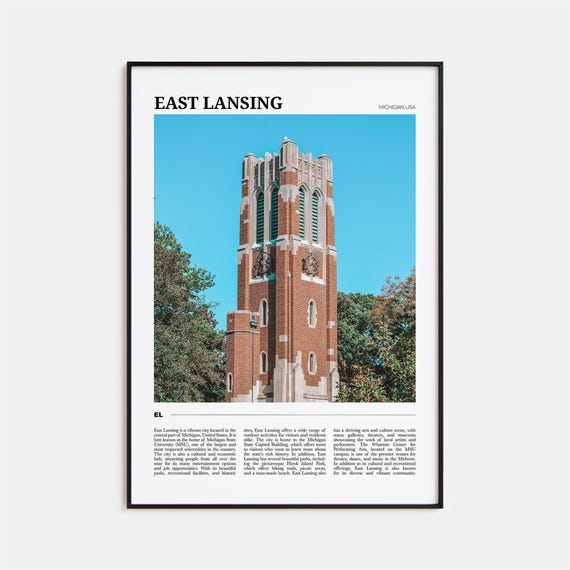 East Lansing Travel Poster, Michigan USA Art Print