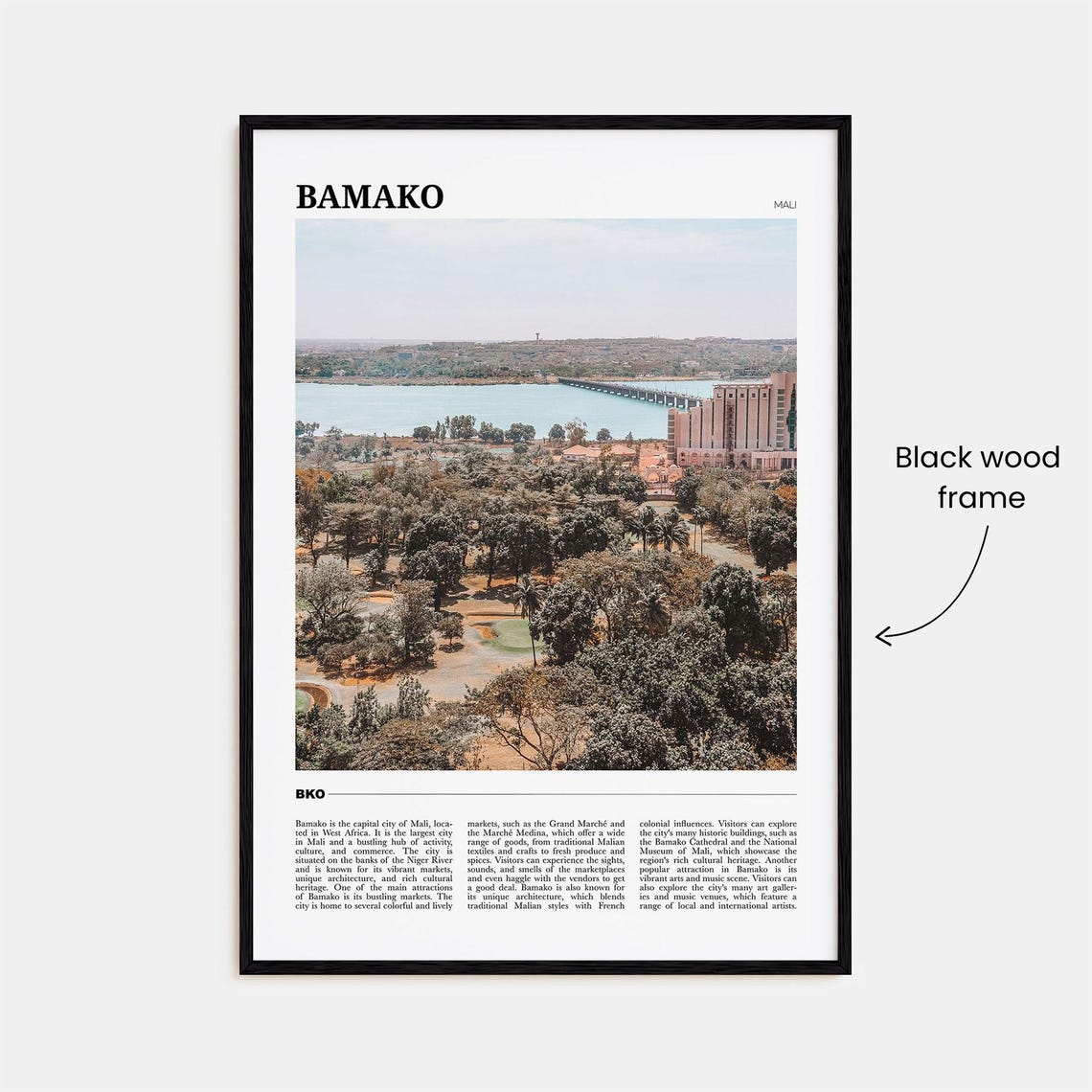 Bamako Mali Niger River Bridge Aerial City View Travel Poster - Image 2